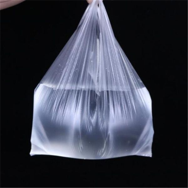 

100 white portable transparent plastic bags supermarket shopping bags packaging portable plastic