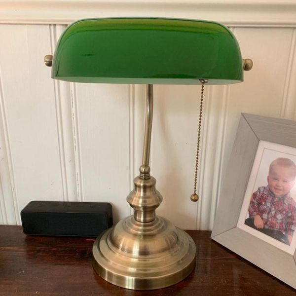 

party decoration green color glass banker lamp cover/bankers shade lampshade