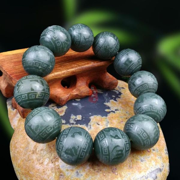 

pendant necklaces 100% real hetian jade beads braclet for men natural stone jewelry bracelets bangles christmas green bracelet, Silver
