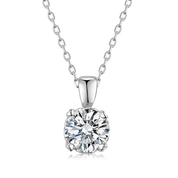 

chains 6.5mm ef round moissanite necklace diamond test passed 18k white gold plated luxury 925 silver jewelry gift neckalce for woman