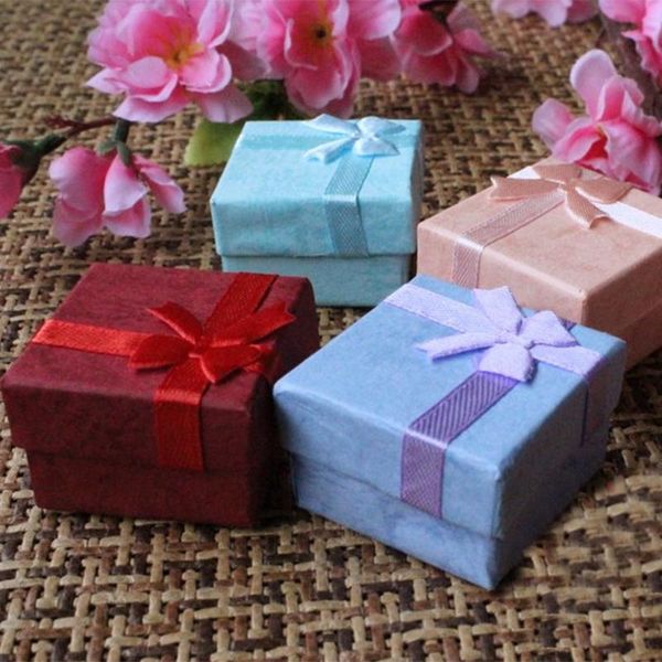 

storage bottles & jars 5pcs bowknot style square ring earring jewellery gift case boxes for 4*4cm