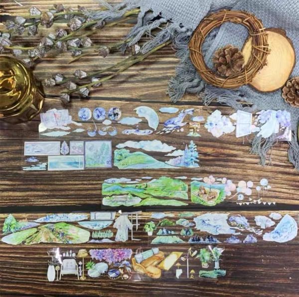 

gift wrap vintage flowing clear pet tape for card making journal diy scrapbooking decorative sticker