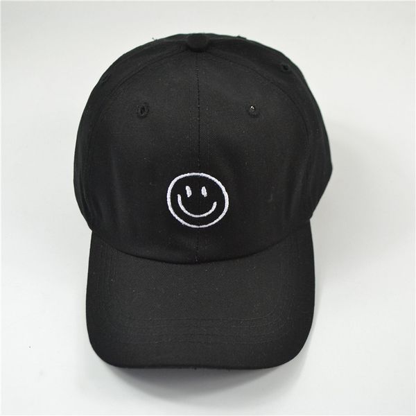 

wash water soft leisure cap men's smiling face street curved eaves hip hop hip hop baseball hat women's fashion, Black;white