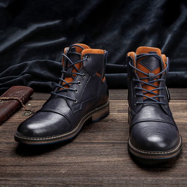 

boots men 2021 comfortable fashion brand boots leather #al626dress shoes, Black