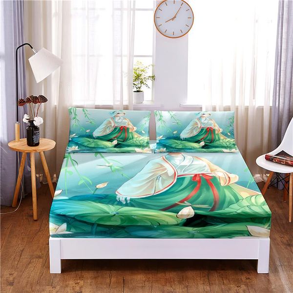 

sheets & sets fairy fantasy digital printed 3pc polyester fitted sheet mattress cover four corners with elastic band bed cases