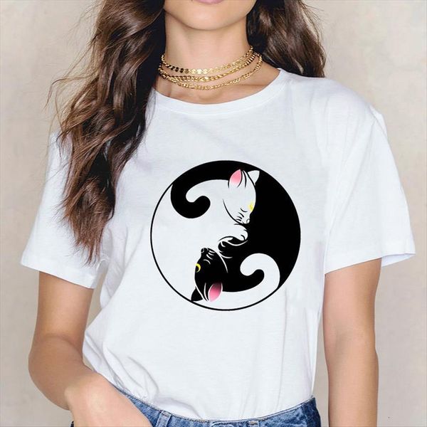 

funny luna artemis women animal print clothes harajuku kawaii aesthetic tumblr tee femme, White