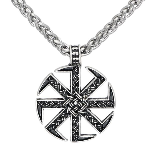 

pendant necklaces slavic amulet pagan solar symbol wheel nordic men jewelry, Silver