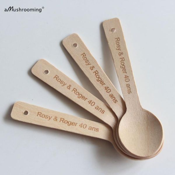 

party favor 100pcs custom spooning sign, personalized sign name date, anniversary gift, using real spoons hanging signs natural wood