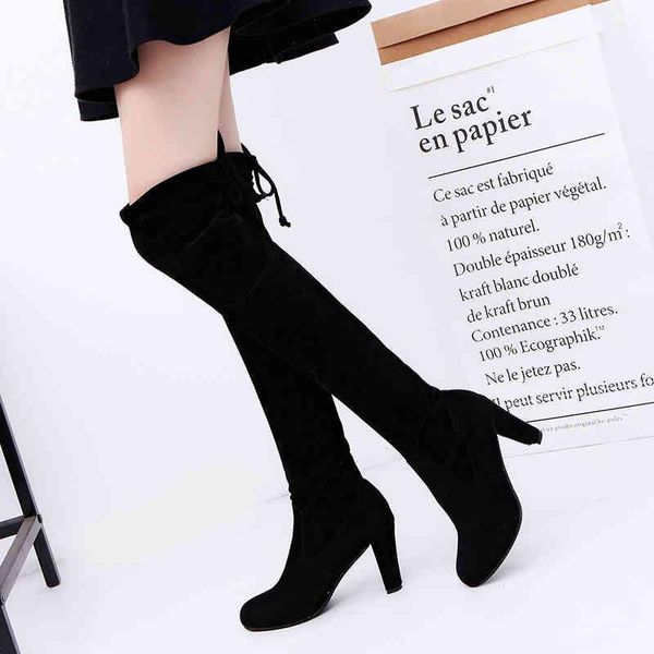 

boots 2021 fashion women's winter high wedges high-stockings elastic shoes large size 34-43, Black