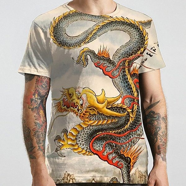 

men's tee t shirt shirt 3d print dragon graphic prints animal plus size round neck casual daily print short sleeve basic designer big, White;black