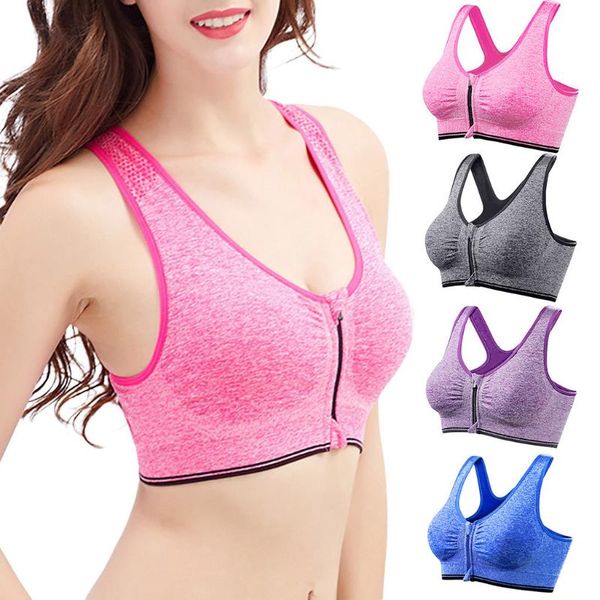 

yoga bras 2021 underwear women zip front sports bra breathable wireless post gym bra active yoga sport #911, White;black