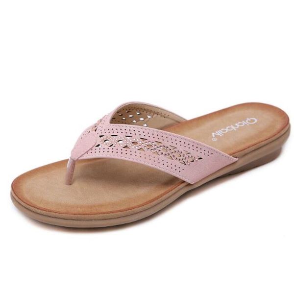 

slippers comemore leisure vacation women's beach flip flops fashion bohemian diamond flats hollow clip sandals summer womens, Black