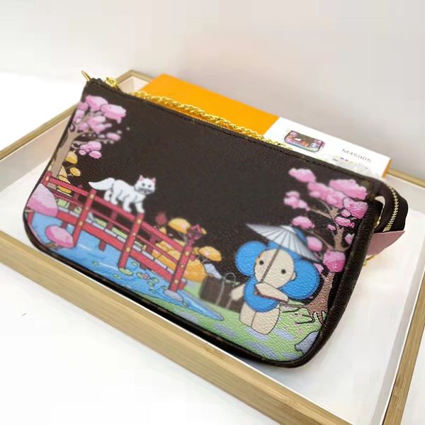 

designer women iv accessories pochette bag luxurys designers bags paris brand christmas series cartoon graffiti flower printed pouch crossbo
