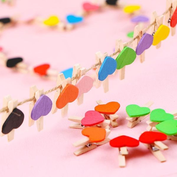 

gift wrap ( 50pc clip+5m rope) colour heart clip / penjepit kayu love warna warni mini 3.5mm