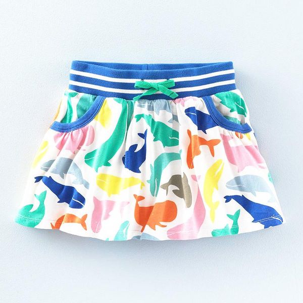

skirts baby girls with underpants colorful print animal children's clothing whale pattern a-line skirt cotton, Blue