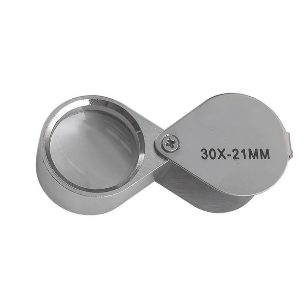 

mini 30,20,10x21mm loupes jewelry diamond magnifiers magnifying glass ingenious portable loupe magnifier silver color with retail