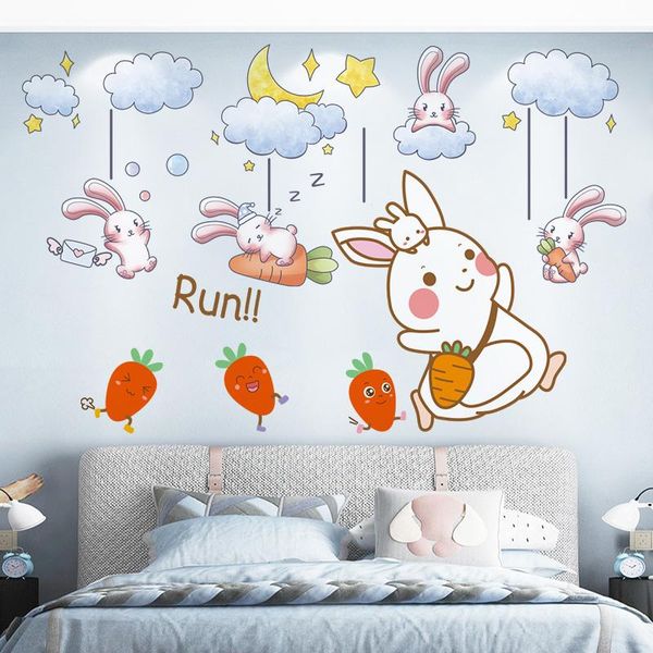 

wall stickers [shijuehezi] carrots rabbits diy clouds mural decals for kids rooms children bedroom nursery home decoration