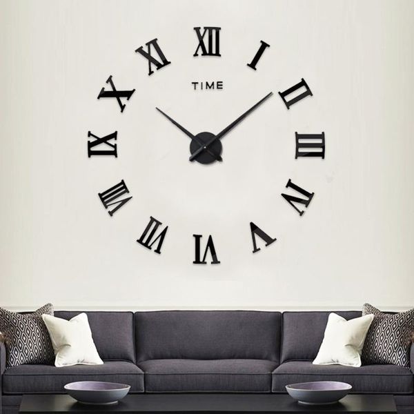 

wall clocks modern diy clock decoration home decor 3d roman numerals mirror stickers hone office