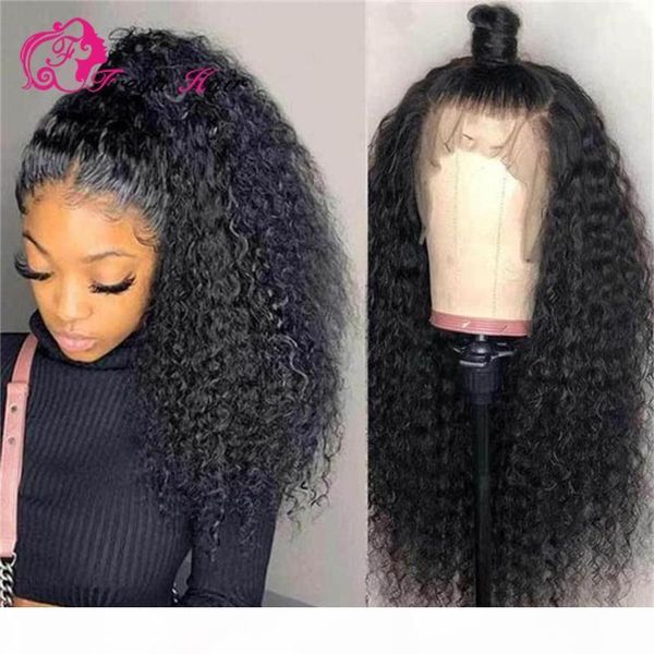

kinky curly human hair wigs 13*4 lace front wigs with baby hair pre plucked remy brazilian lace human, Black;brown