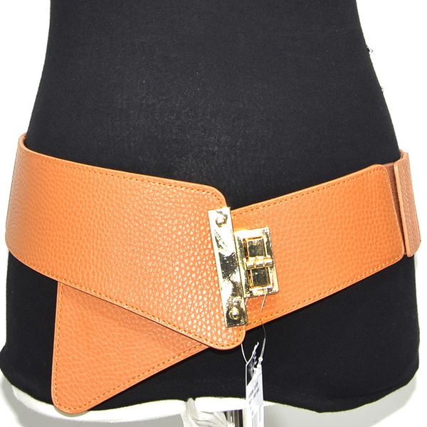 

new leisure imitation leather elastic belt, iron button, fashionable women's elastic waist cover, Black;brown