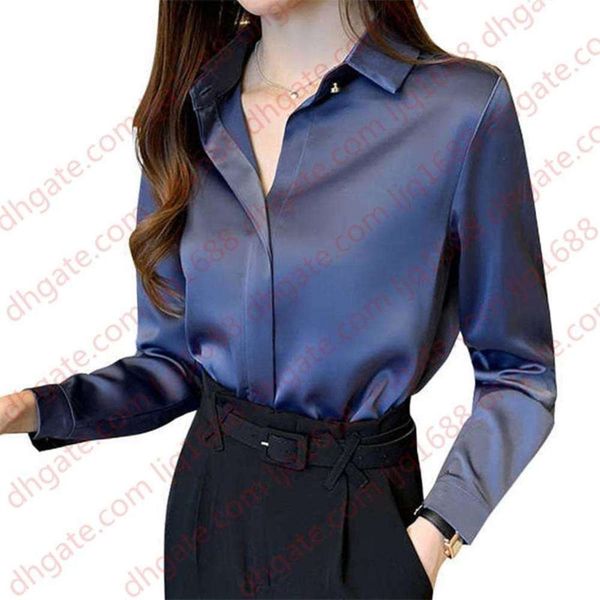 

womens shirts new basic shirt feminine fashion satin chiffon women long sleeve simple autumn casual solid white clothing