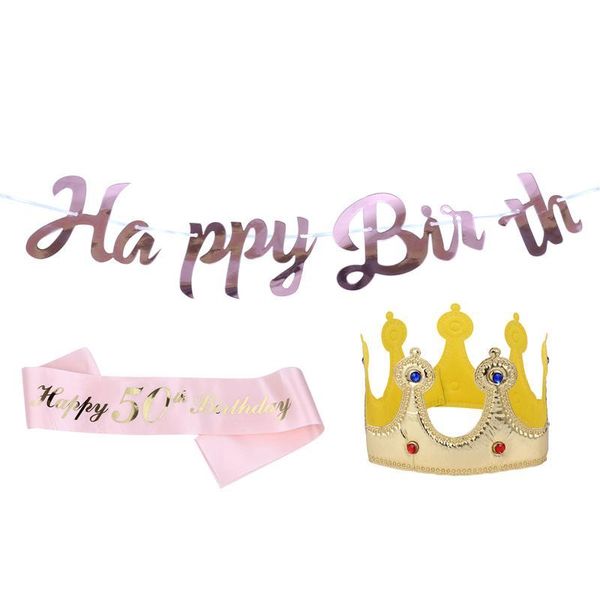 

party decoration 1 set of girl birthday crown sash and banner accessories