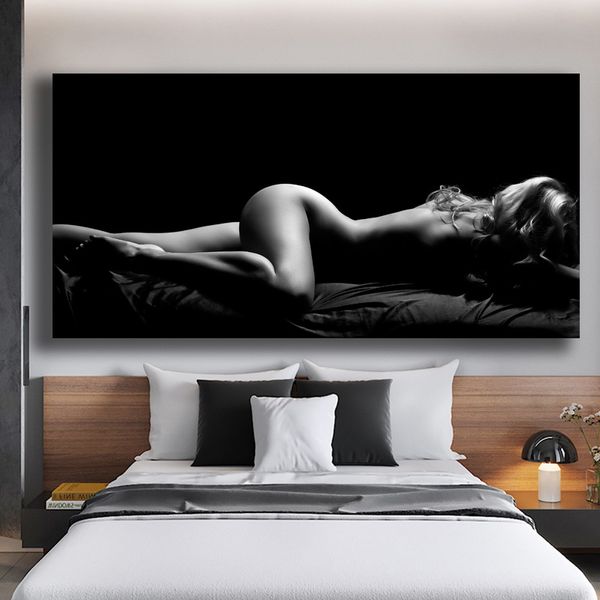 Moderna Figura Art Wall Pictures Sexy Naked Girl Dormindo Pintura de lona para sala de estar Pôsteres e impressões Cuadros Home Decor