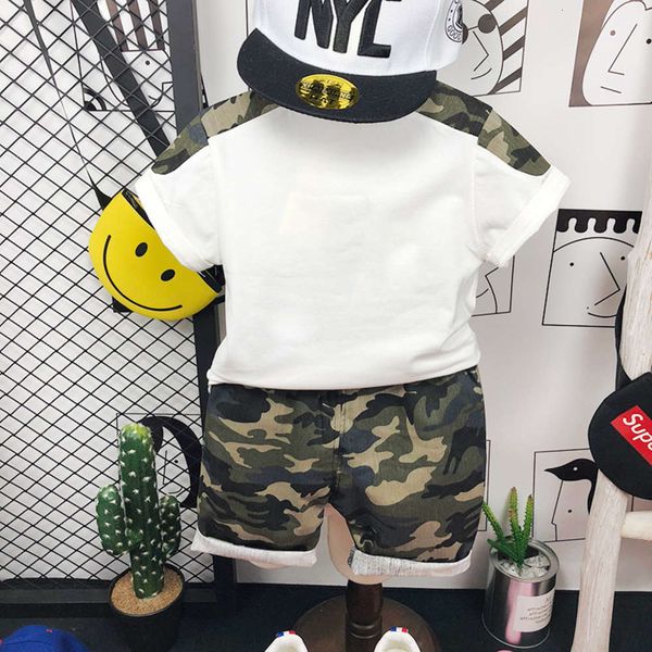 

5 boys 2021 new 3 children's short sleeve boys' 6 summer camouflage suit