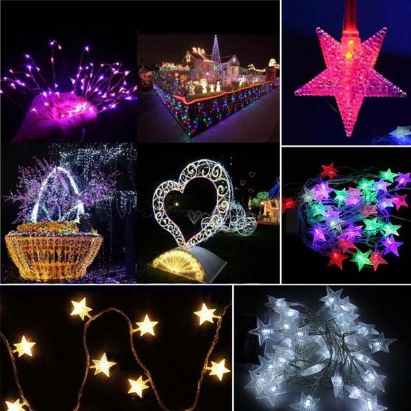 

10m 100 led christmas tree snow star bulbs led string fairy night light xmas party wedding outdoor garden garland bar decoratio