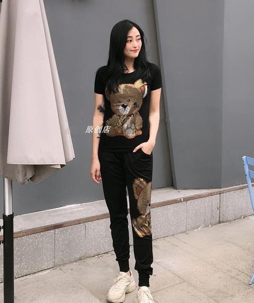 

2021 new selling female brand diamond will see girls strass sets streetswear tracksuits 2 piece rr8q, White