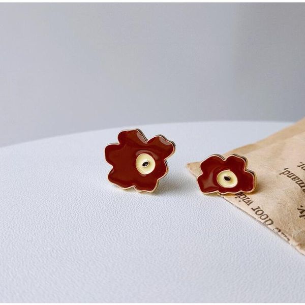 

stud 2021 enamel irregular art abstract metal contrast color geometric trendy colorful chic earrings for women jewelry, Golden;silver