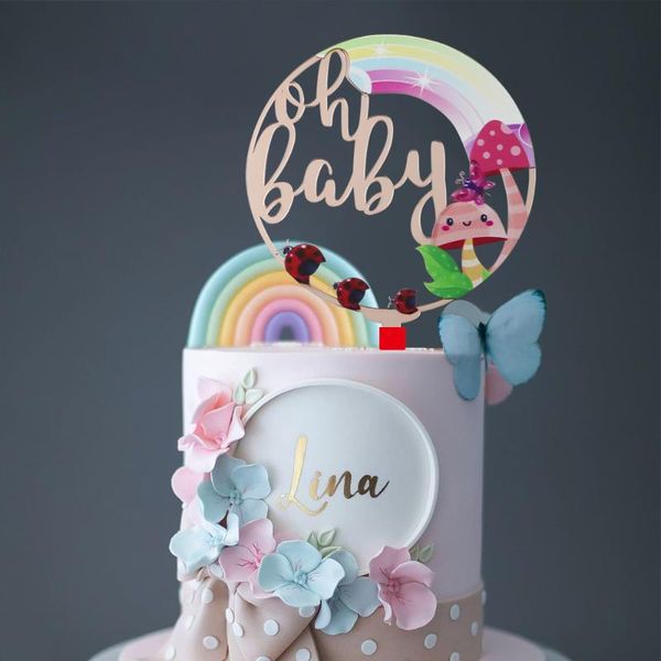 

other festive & party supplies baby shower cakeopper one year old happy birthday acrylic rainbow butterfly insert dessert table decorations