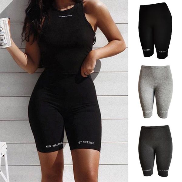 

high waist 2021 fashion short women biker capris fitness casual short cotton black athleisure cycling pant, Black;white