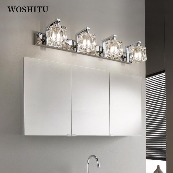 

modern wall mirror light for bathroom dressing room 3/4/5 lights silver wall lamp glass lampshade indoor decoration lighting