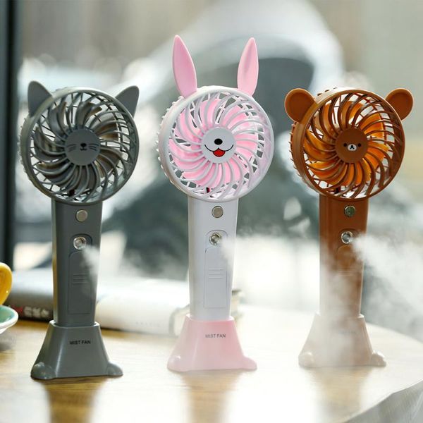 

electric fans arrival cute animal spray fan handhel rechargeable usb cooling home office outdoor water mist