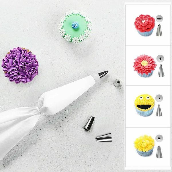 

baking & pastry tools 20 pcs/set cake decorating tool set pipeline tips frosting bag nozzle plastic stainless steel