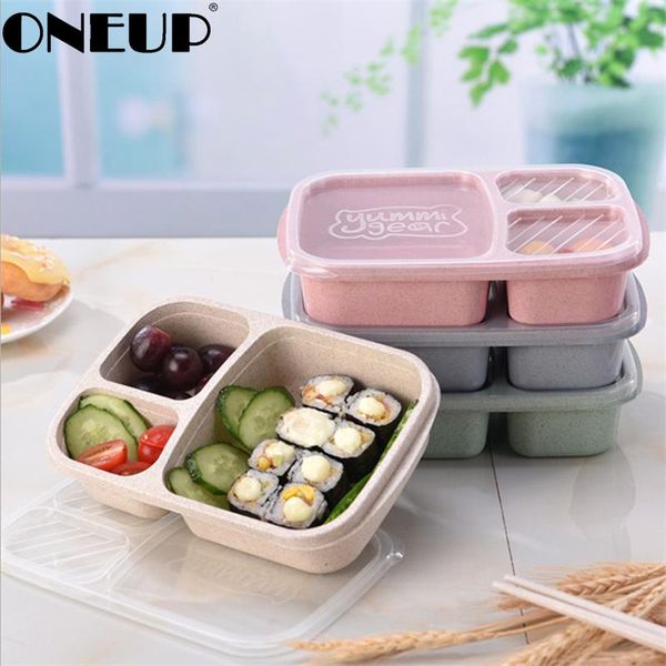 

dinnerware sets oneup wheat straw lunch box 2021 health 3 grid student portable storage container microwavable eco-friendly bpa-pi