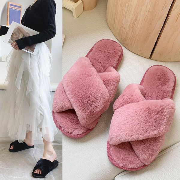 

slippers anti slip winter women's home with cotton, Black