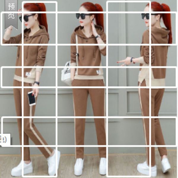 

casual sportswear women's spring and autumn new korean loose hooded sweater long sved trousers fashion two-piece set, Gray