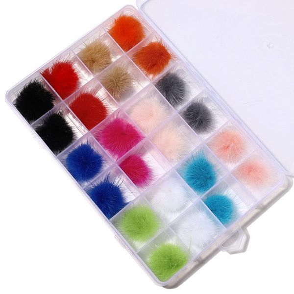 

nail art decorations 10pcs/24pcs pompoms plush ball fluffy detachable magnetic decor, Silver;gold