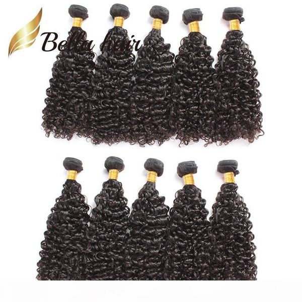

bella hairwholesale grade 9a brazilian human hair extensions 10pcs lot curly hair bundles natural color hair weft julienchina, Black