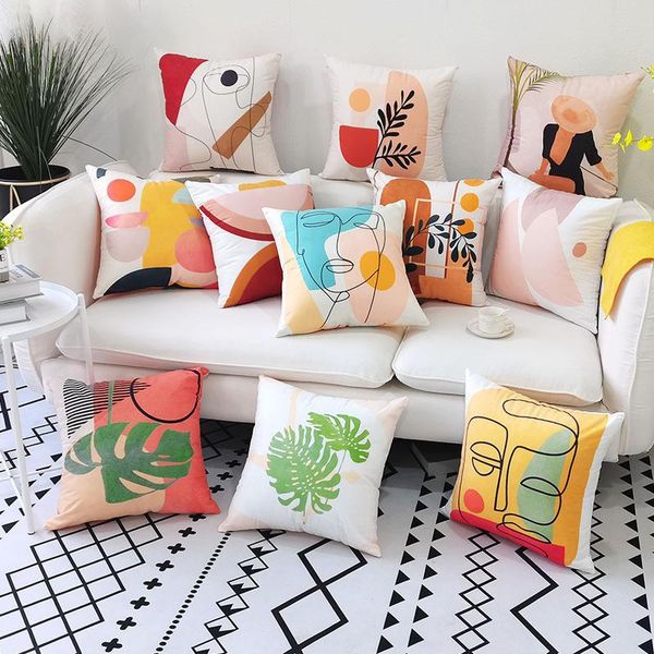 

cushion/decorative pillow nordic boho minimalist style cushion cover plant leaves abstract watercolor case sofa car home decoration