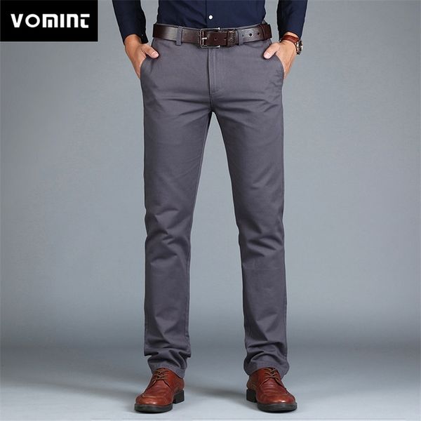 

vomint men's pants straight loose casual trousers large size cotton fashion business suit green brown grey 210715, Black