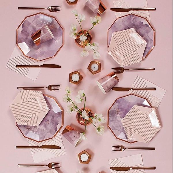 

disposable dinnerware rose gold party tableware champagne cup plate straws baby shower decor supplies