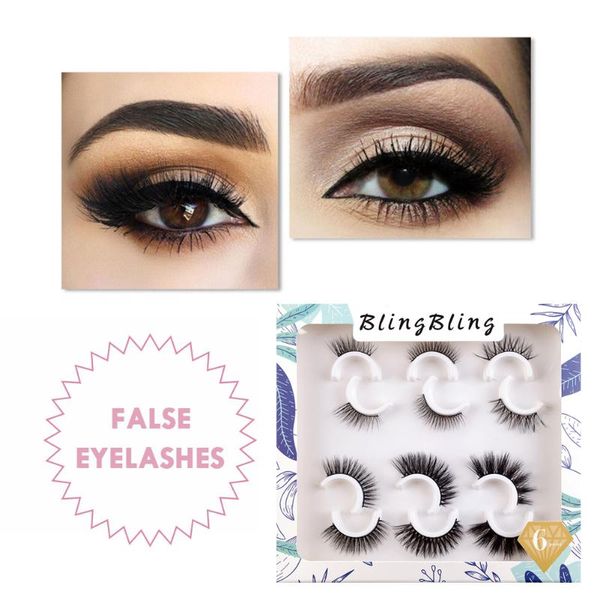

false eyelashes 6 pairs 3d natural dramatic volume fake faux long soft lashes makeup eyelash extension eye cosmetics