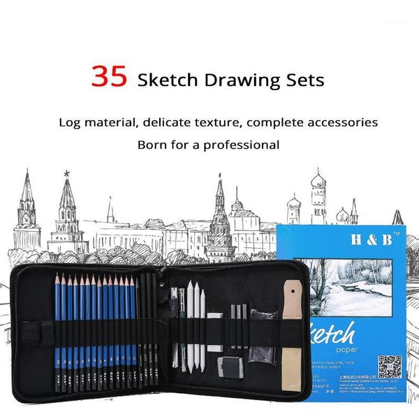 

gift sets 35 pcs portable sketch set with a a5 sketchbook color pencils versatile drawing pens for artist&student art supplies stationery1