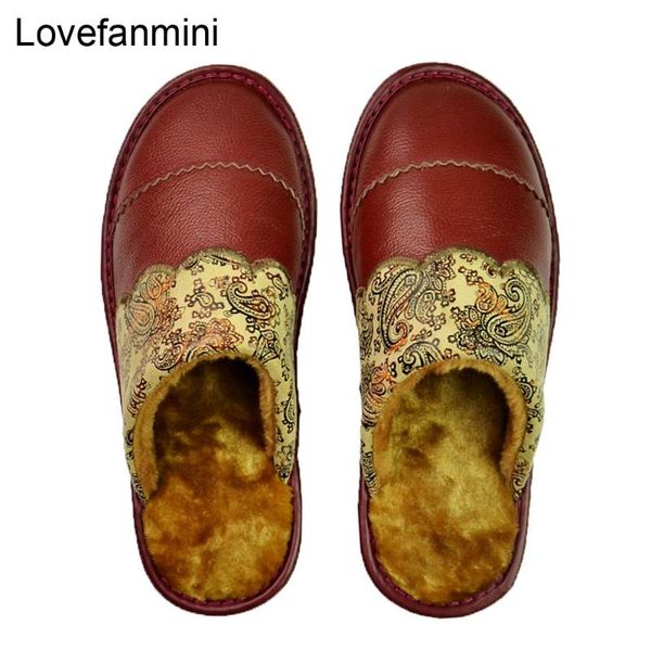 

slippers genuine cow leather couple indoor non-slip men women home fashion casual shoes pvc soft soles winter 612, Black