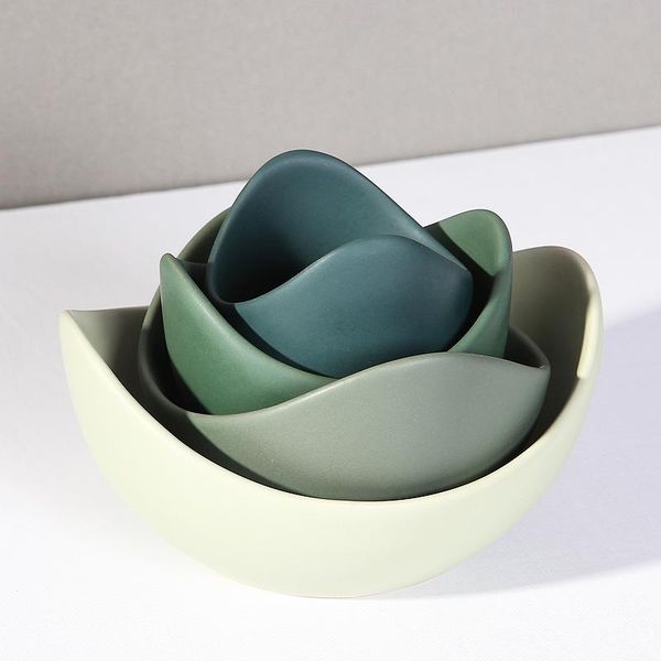

bowls japanese stacked lotus ceramic bowl set creative color fruit tray simple zen decor storage salad dinner plate dishes sets