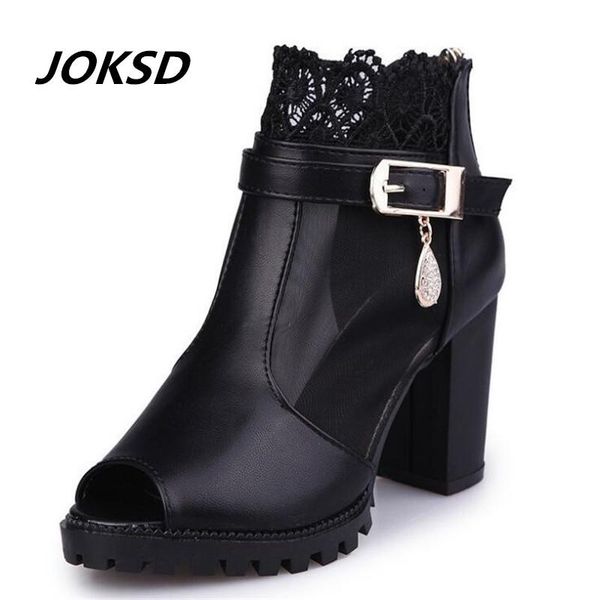 

sandals joksd 2021 summer elegant brand mesh metal decoration peep toe shoes woman high heels delivery xs28, Black