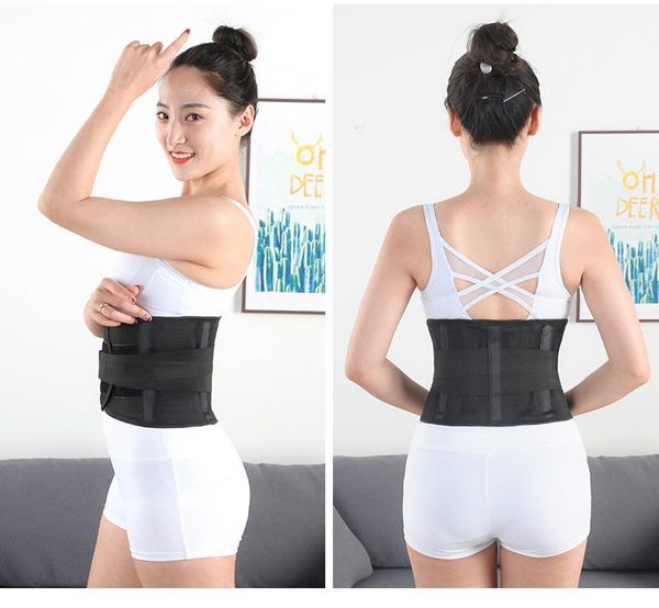 

waist support slimming shapewear belt fitness body shaper orthopedic breathable vest sports yoga back brace, Black;gray